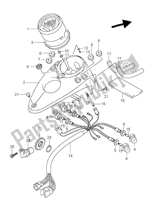 All parts for the Speedometer of the Suzuki VL 250 Intruder 2004