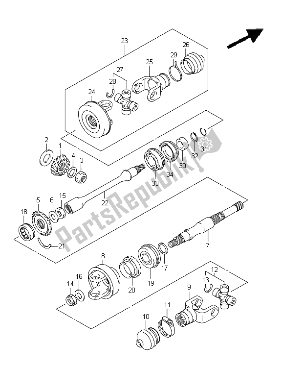 All parts for the Secondary Drive (lt-a400f P24) of the Suzuki LT A 400Z Kingquad ASI 4X4 2012