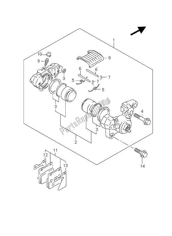 Tutte le parti per il Pinza Posteriore del Suzuki GS 500 2003