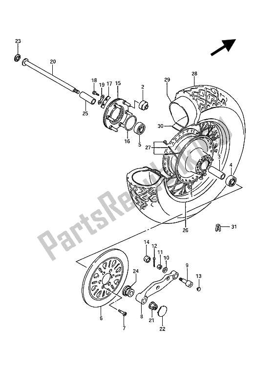 All parts for the Rear Wheel of the Suzuki VS 1400 Glpf Intruder 1994