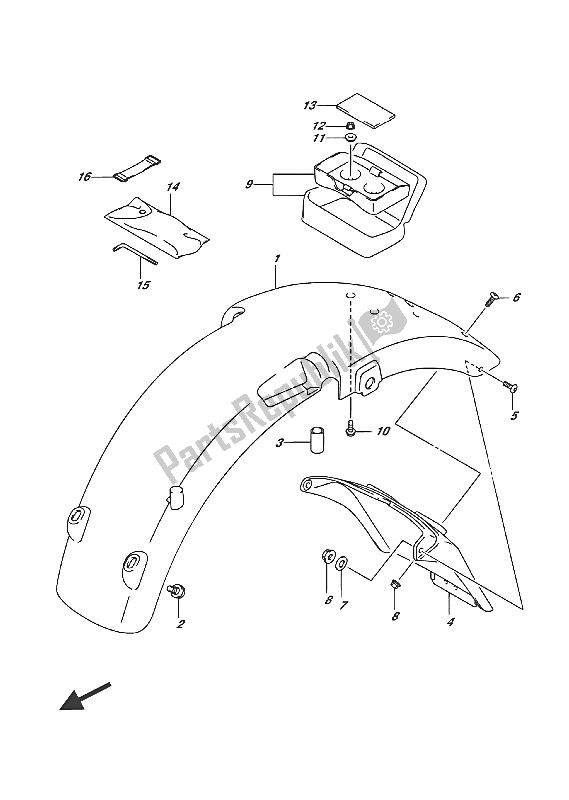 Alle onderdelen voor de Achterspatbord van de Suzuki RV 200 2016