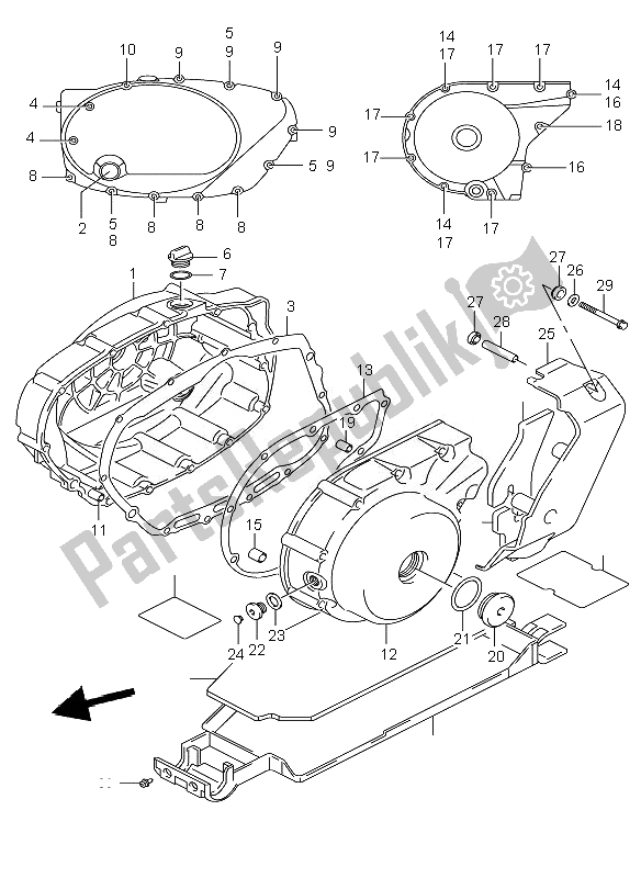 All parts for the Crankcase Cover of the Suzuki VL 800C Volusia 2007