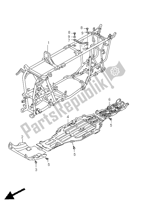 All parts for the Frame of the Suzuki LT A 750 XPZ Kingquad AXI 4X4 2011