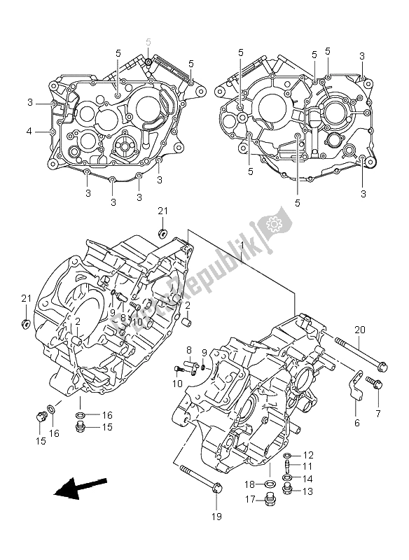 Todas as partes de Bloco Do Motor do Suzuki VL 125 Intruder 2000
