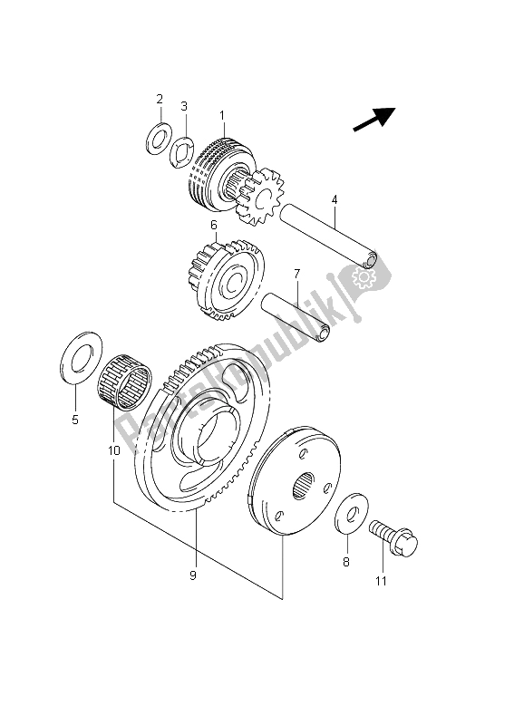 All parts for the Starter Clutch of the Suzuki AN 650A Burgman Executive 2011