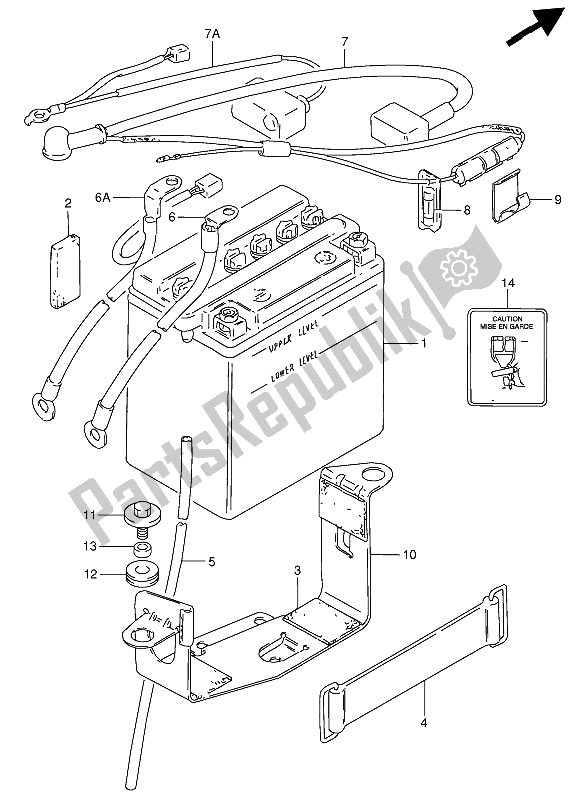 Todas as partes de Bateria do Suzuki GN 250 1994