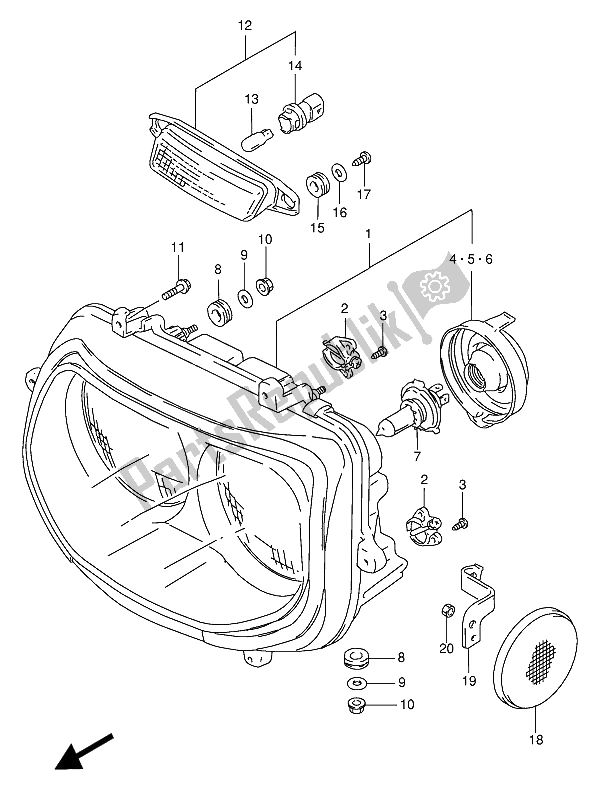 Alle onderdelen voor de Koplamp van de Suzuki GSX R 1100W 1993