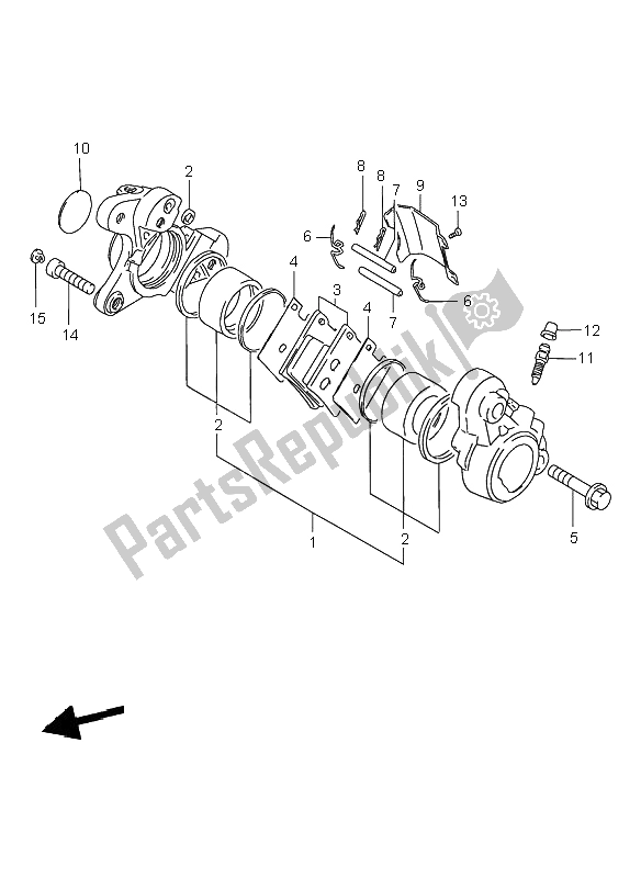 All parts for the Front Caliper of the Suzuki VS 800 Intruder 2000