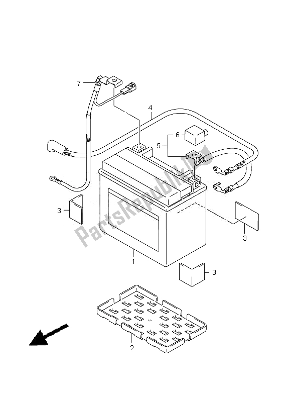 All parts for the Battery of the Suzuki GSX 1300R Hayabusa 2010