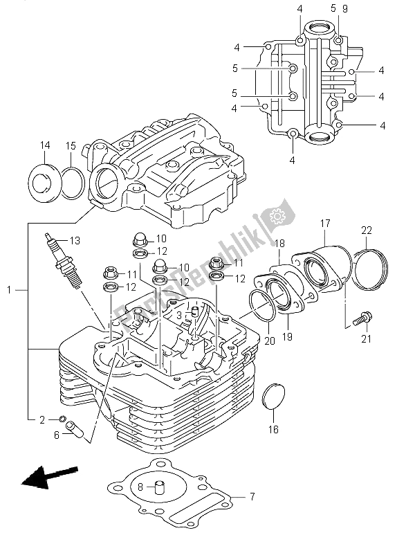 Alle onderdelen voor de Cilinderkop van de Suzuki LT F 250 Ozark 2002