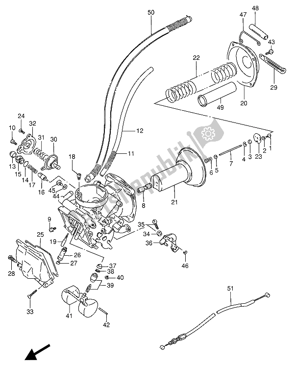 All parts for the Carburetor (front-e18) of the Suzuki VS 800 GL Intruder 1993