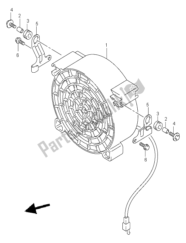 All parts for the Cooling Fan of the Suzuki LT A 400 Eiger 4X2 2004