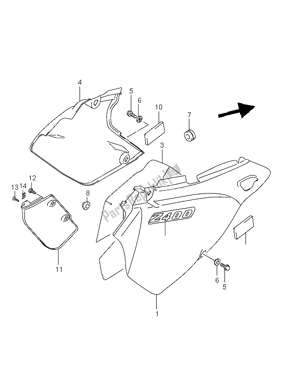 All parts for the Frame Cover of the Suzuki DR Z 400E 2002