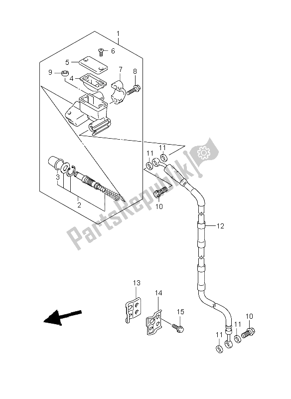 All parts for the Front Master Cylinder of the Suzuki RM 85 SW LW 2008