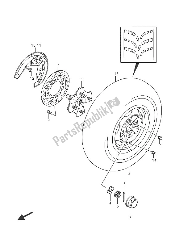 All parts for the Front Wheel of the Suzuki LT A 750 XZ Kingquad AXI 4X4 2016