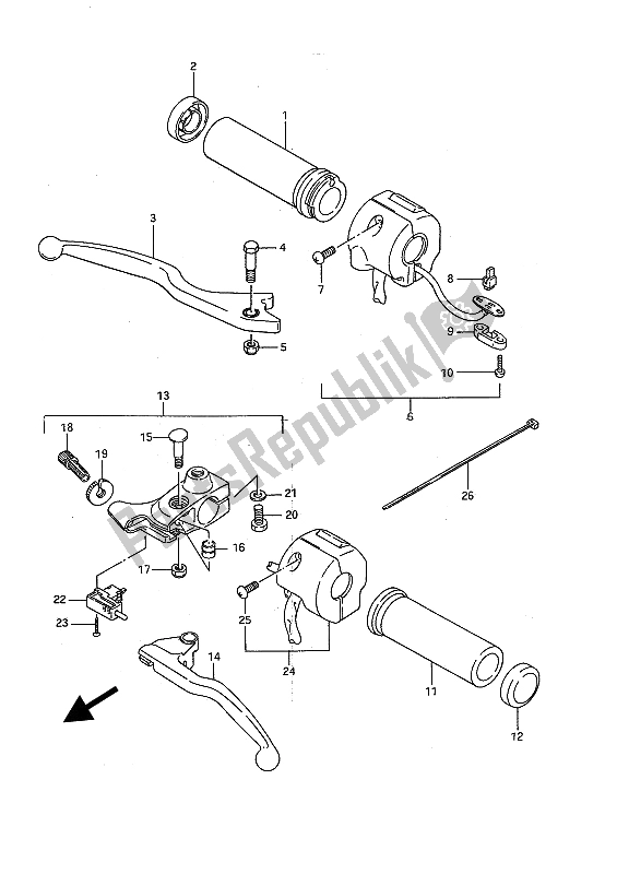 All parts for the Handle Switch of the Suzuki LS 650 FP Savage 1988