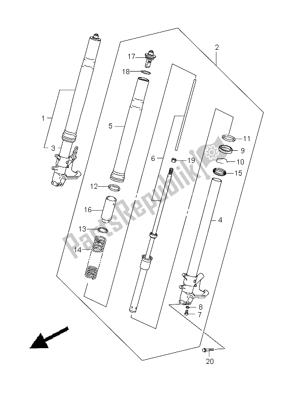 Tutte le parti per il Ammortizzatore Forcella Anteriore del Suzuki GSX 1300 BKA B King 2008