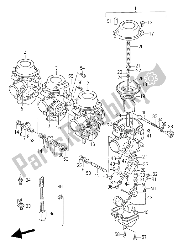Alle onderdelen voor de Carburateur (e18) van de Suzuki RF 600R 1997