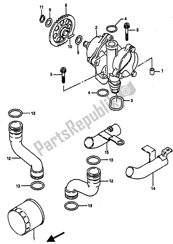 Alle onderdelen voor de Oliepomp van de Suzuki GSX R 750R 1989