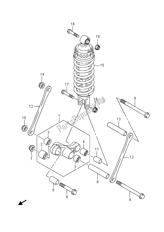 All parts for the Rear Cushion Lever of the Suzuki GSF 1250 SA Bandit 2014