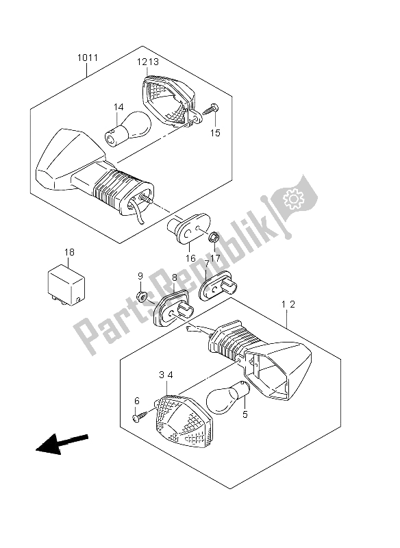 All parts for the Turnsignal Lamp of the Suzuki GSF 1250 Nassa Bandit 2009