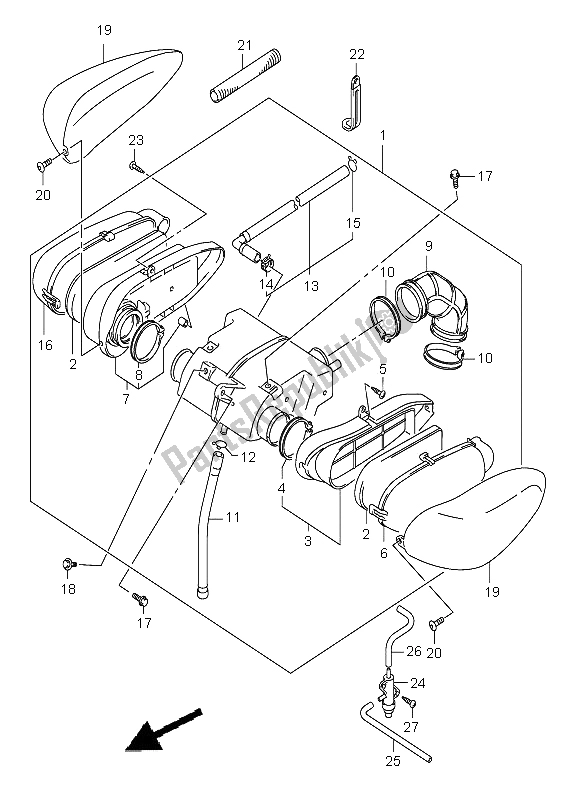 Tutte le parti per il Filtro Dell'aria del Suzuki VL 125 Intruder 2006