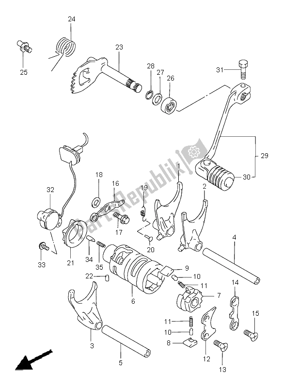 All parts for the Gear Shifting of the Suzuki DR 650 SE 1998