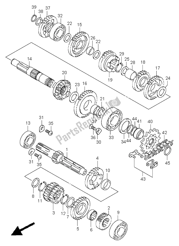 All parts for the Transmission of the Suzuki RM 125 2003