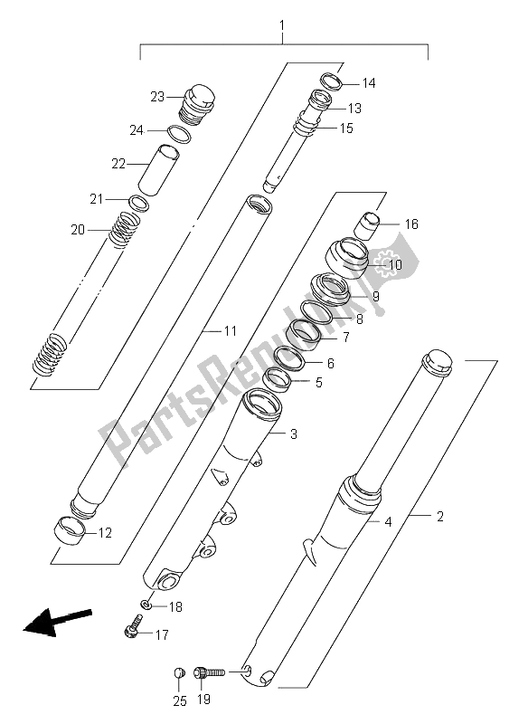 Tutte le parti per il Forcella Anteriore del Suzuki VS 800 Intruder 1995