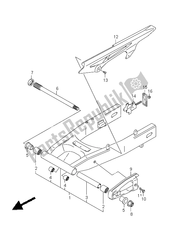 All parts for the Rear Swinging Arm of the Suzuki SV 650 Nsnasa 2008