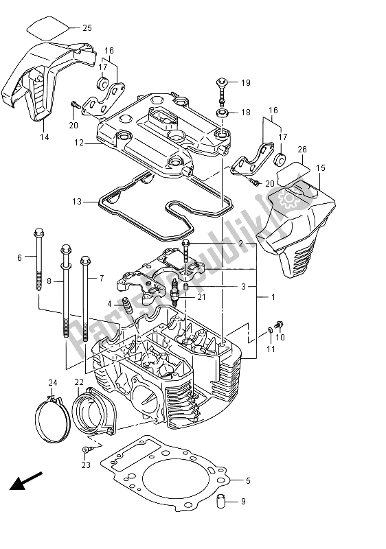 Todas las partes para Culata (trasera) (vzr1800bzuf E19) de Suzuki VZR 1800 BZ M Intruder 2015