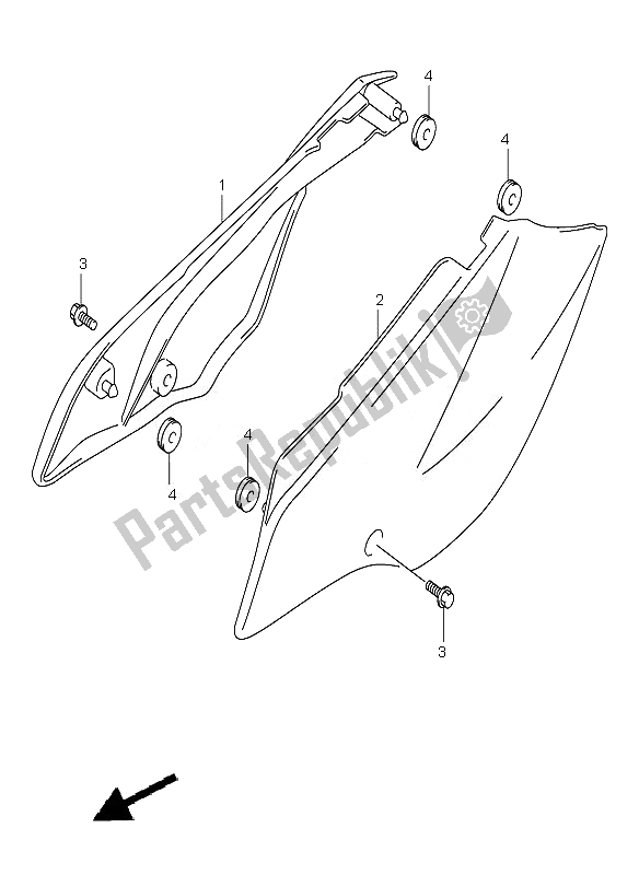 All parts for the Frame Cover of the Suzuki DR Z 125 SW LW 2007