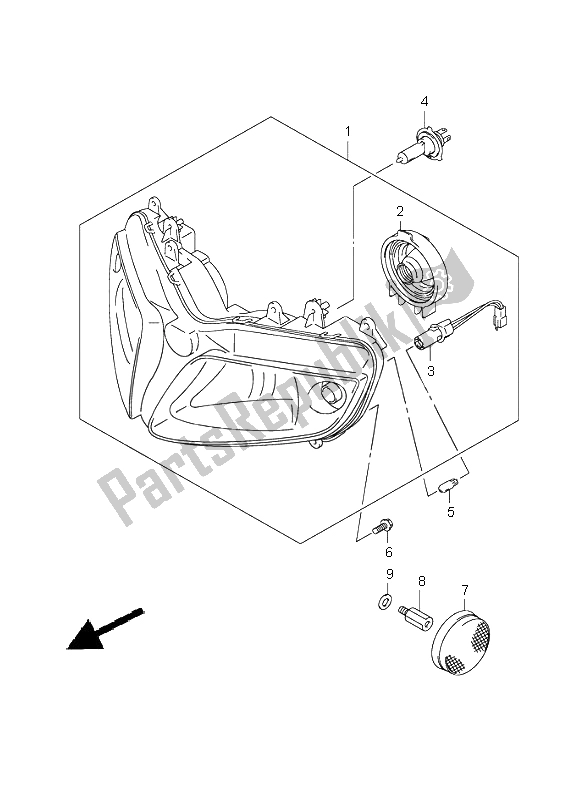 All parts for the Headlamp (sv650s E24) of the Suzuki SV 650 NS 2003