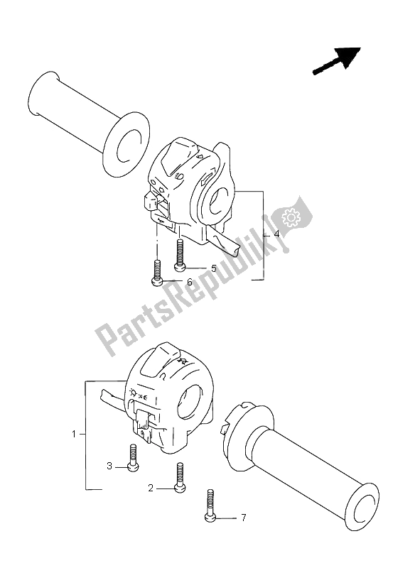 All parts for the Handle Switch of the Suzuki GSX R 600 2000