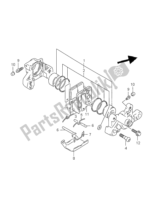 All parts for the Rear Caliper of the Suzuki GSX 750F 2001