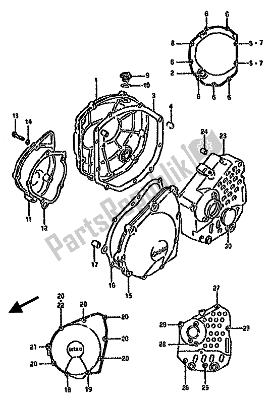 Todas las partes para Tapa Del Cárter de Suzuki GSX 750F 1989