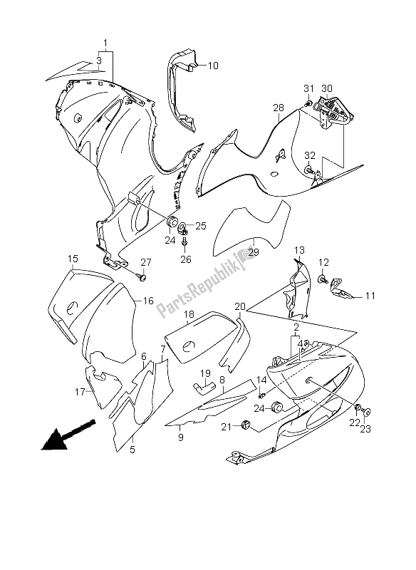 Tutte le parti per il Sotto Il Cofano del Suzuki GSX 1300R Hayabusa 2008