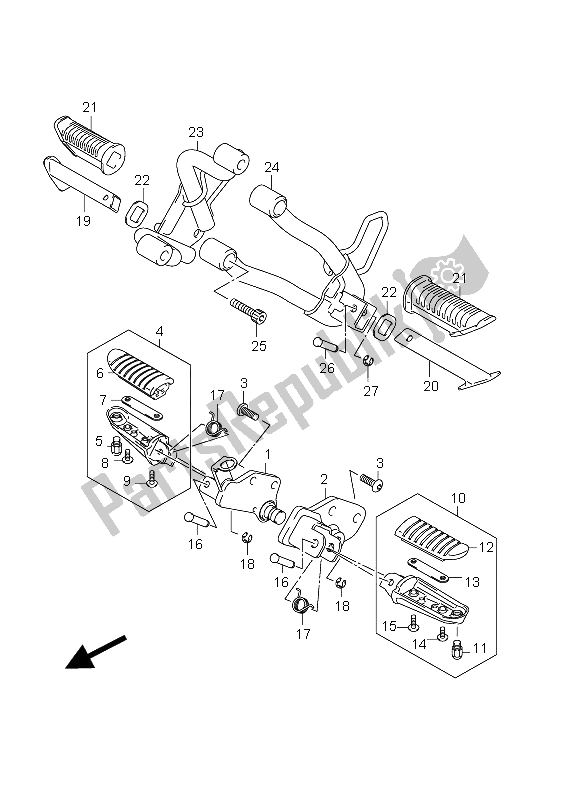 All parts for the Footrest of the Suzuki DL 650A V Strom 2012