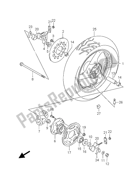 Wszystkie części do Tylne Ko? O Suzuki GS 500 EF 2006