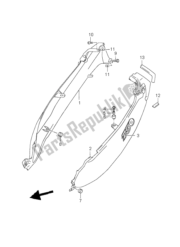 All parts for the Frame Cover of the Suzuki GSX 750F 2001