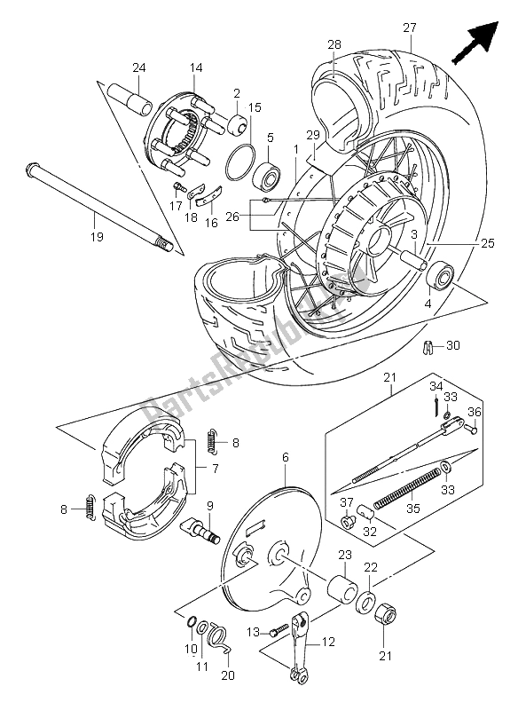 All parts for the Rear Wheel of the Suzuki VL 800Z Volusia 2005