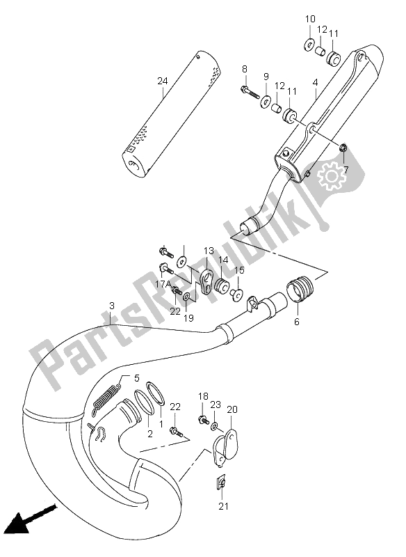 All parts for the Muffler of the Suzuki RM 250 2004