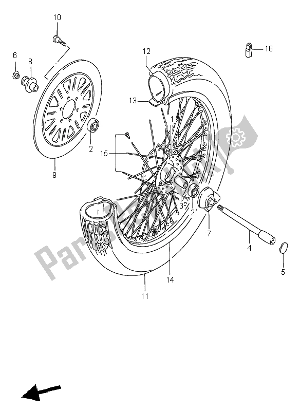 Todas as partes de Roda Da Frente do Suzuki VS 600 Intruder 1997