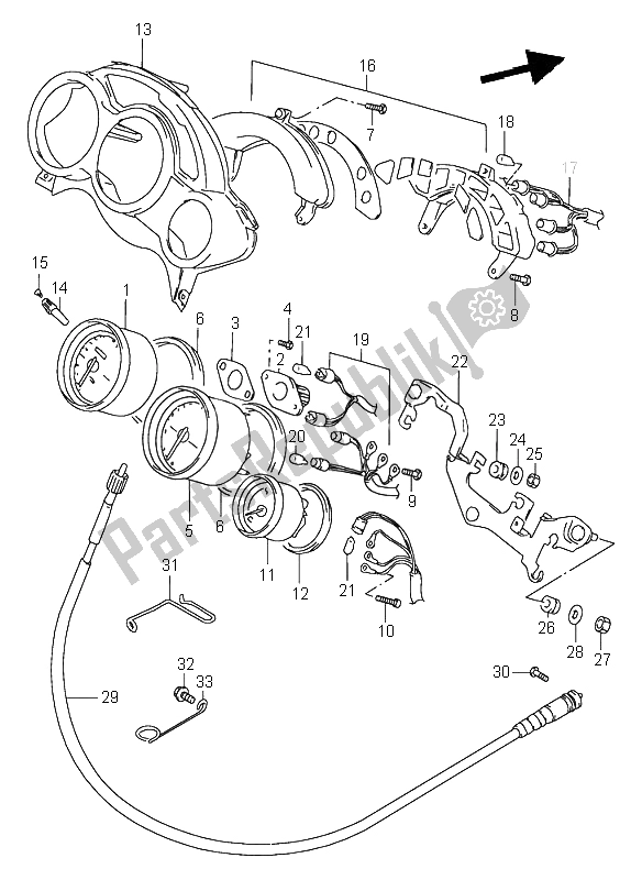 Todas as partes de Velocímetro do Suzuki RF 900R 1998