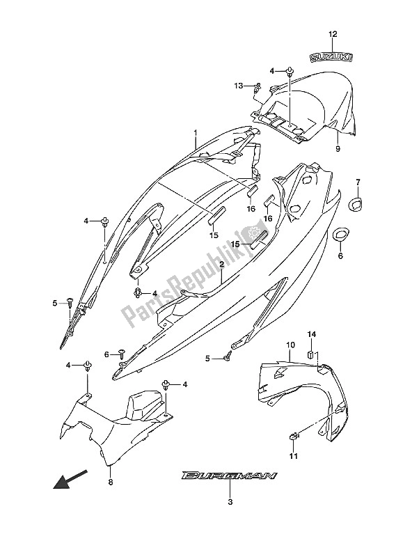 Todas las partes para Cubierta De Marco de Suzuki UH 125A Burgman 2016