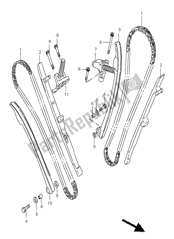 All parts for the Cam Chain of the Suzuki VZ 800 Marauder 2000