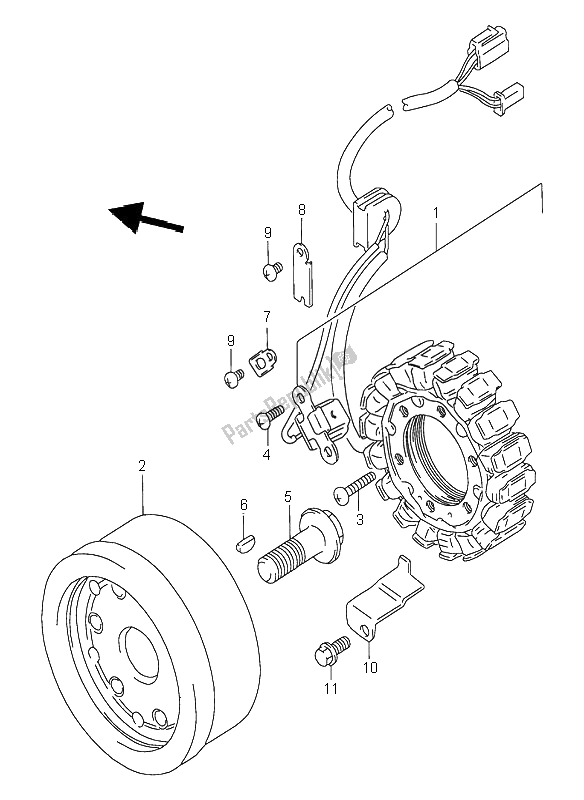 All parts for the Magneto of the Suzuki VS 800 Intruder 1996