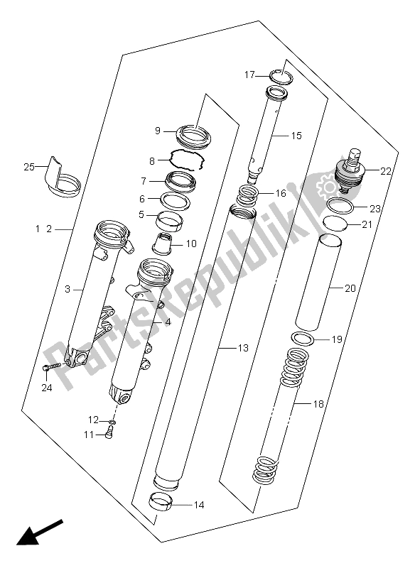 All parts for the Front Fork Damper (gsf650-u-a-ua) of the Suzuki GSF 650 Nsnasa Bandit 2006