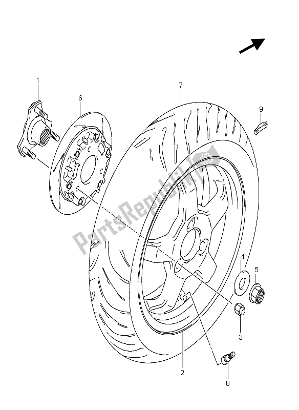 All parts for the Rear Wheel of the Suzuki AN 250 Burgman 2006