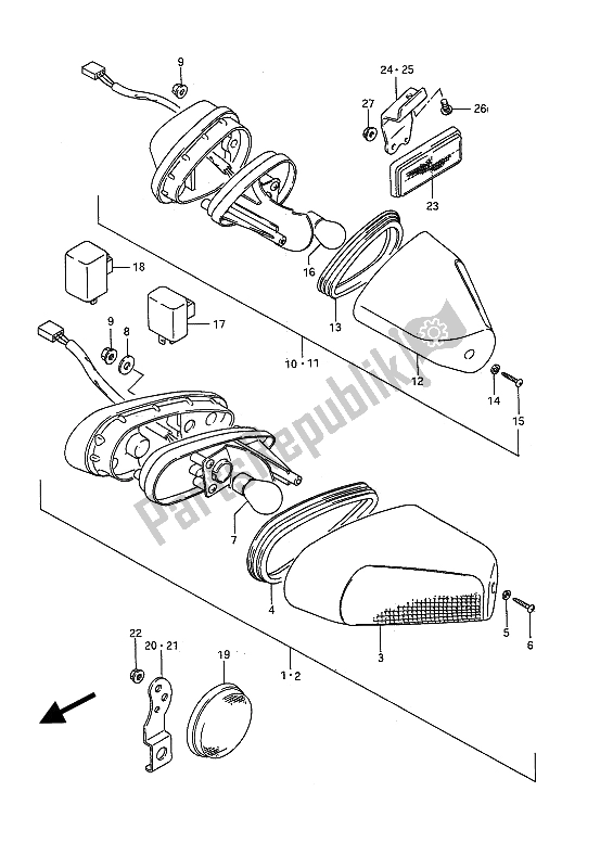 Alle onderdelen voor de Richtingaanwijzer Lamp van de Suzuki GSX 1100F 1990